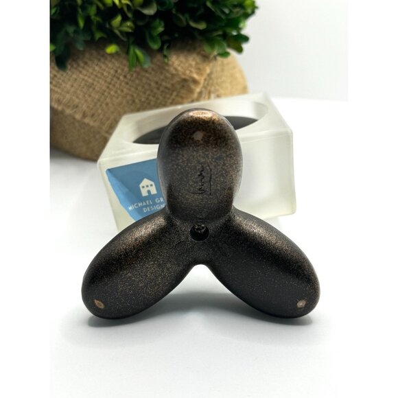 Michael Graves Clear Lucite Desk Alarm Clock Tripod Bronze Base - Picture 8 of 10